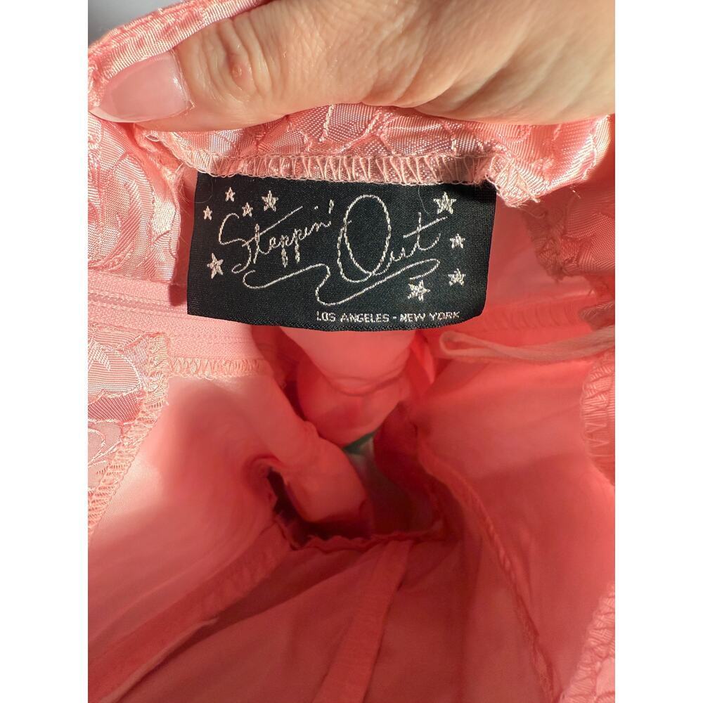 Vintage 80's Steppin Out Pink Floral Tiered Strapless Mini Cocktail Dress - Picture 4 of 12